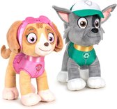 Paw Patrol figuren speelgoed knuffels set van 2x karakters Rocky en Skye 19 cm - De leukste hondjes