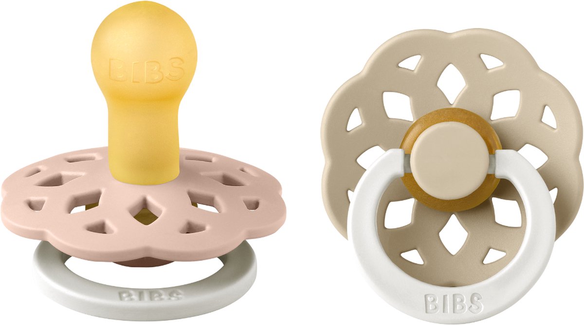 Goedkoopste BiBS - Boheme Pacifier Glow in the Dark - Stage 1 Fopspeen - 2 stuks - Blush Glow / Vanilla Glow