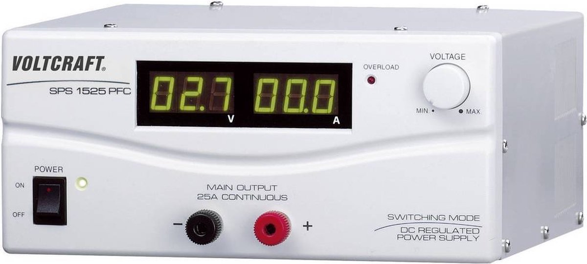 VOLTCRAFT SPS 1525 PFC Labvoeding, regelbaar 3 - 15 V/DC 2 - 25 A 375 W Remote Aantal uitgangen: 1 x