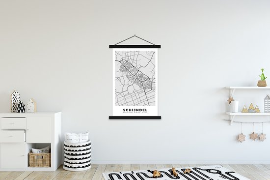 Porte-affiche avec affiche - Affiche scolaire - Schijndel - Carte - Plan d'étage - Plan de la ville - 120x180 cm - Lattes noires