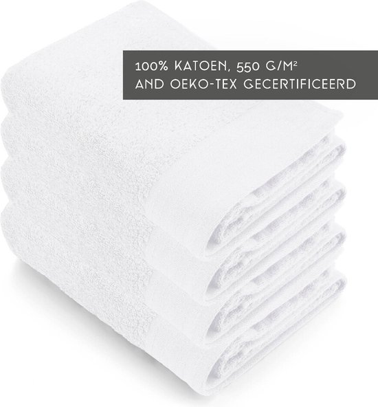 Walra handdoeken 60x110 Soft Cotton - 4-delig - Badhanddoeken 550 g/m² - 100% Katoen - Handdoekenset Wit