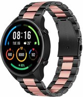 Bracelet Smartwatch en Acier - Convient pour Xiaomi Mi Watch Steel Strap - Noir/Rose - Strap-it Watchband / Wristband / Bracelet