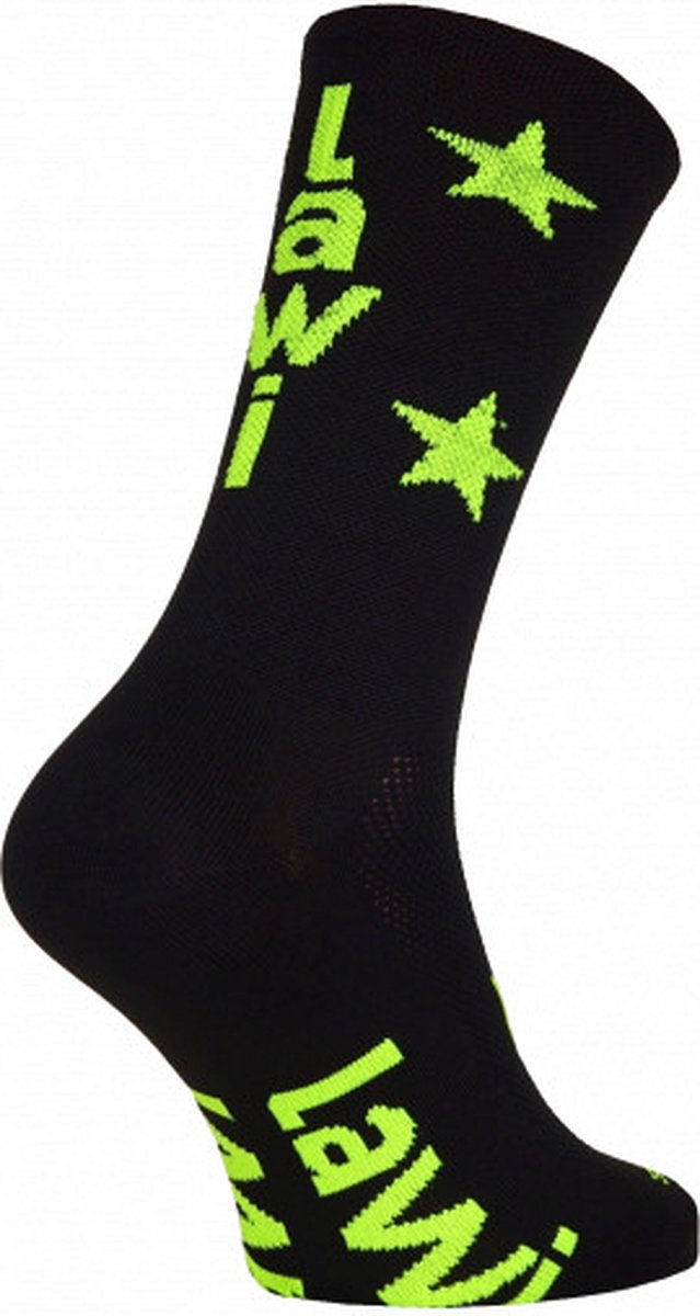 LAWI Fietssokken Star - Zwart/FluoGeel - Maat 35-38