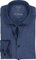 OLYMP Level 5 24/Seven body fit overhemd - rookblauw tricot - Strijkvriendelijk - Boordmaat: 46