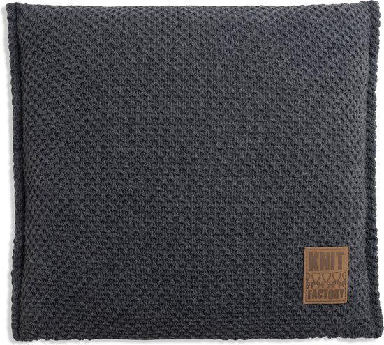 Knit Factory Lynn Sierkussen - Antraciet - 50x50 cm - Kussenhoes inclusief kussenvulling