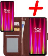 OnePlus Nord CE 2 Case Bookcase Cover Flip Case Book Cover avec protection d'écran - OnePlus Nord CE 2 Cover Book Case Cover - Marron