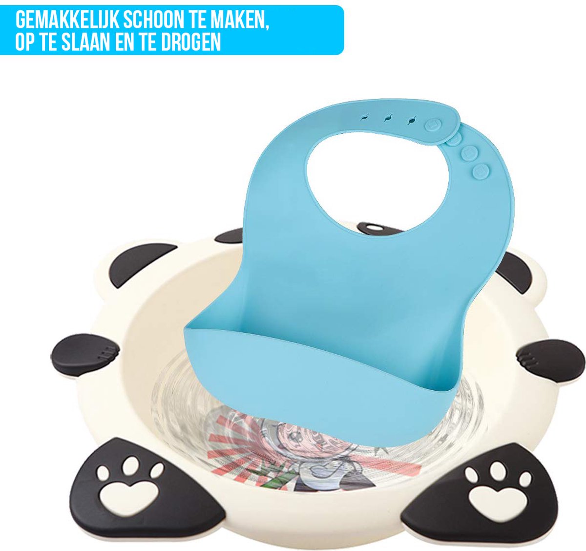 Vicloon siliconen babyslabbetjes, set van 2 babyvoedingsslabbetjes met kruimellade, 6 verstelbare knopen, BPA-vrij, gemakkelijk schoon te maken, waterdicht voor baby's, jongens en meisjes
