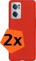 Hoesje Geschikt voor OnePlus Nord CE 2 Hoesje Siliconen Cover Case - Hoes Geschikt voor OnePlus Nord CE 2 Hoes Back Case - 2-PACK - Rood