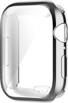 By Qubix Siliconen case (volledig beschermd) 41mm - Zilver - Geschikt voor Apple watch 41mm hoesje - screenprotector - Bescherming iWatch - Bescherm
