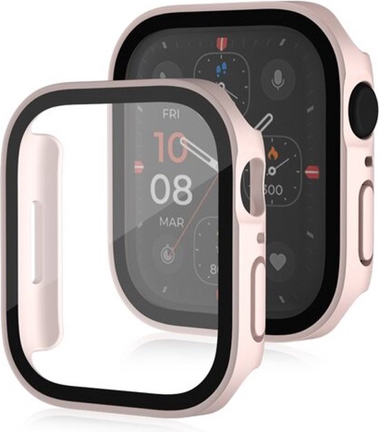 By Qubix Hard case 44mm - Rose clair (mat) - Convient pour Apple Watch 44mm case - protecteur d'écran - Protection iWatch - Étui de protection