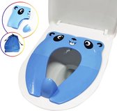 Panda Toiletbril - Opvouwbaar in opbergtasje - voor Kinderen - WC Bril Verkleinen - Zindelijkheidstraining - Blauw