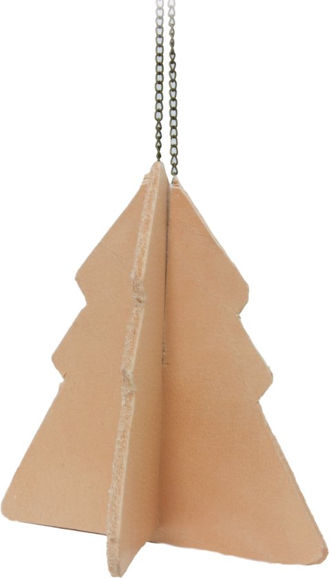 TAK Design Kerstboom 3D Hanger L - Leer - 9 x 9 x 9 cm - Naturel