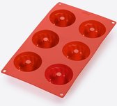 Lékué bakvorm uit silicone voor 6 mini tulbandvormen rood Ø 7.1cm H 3.5cm
