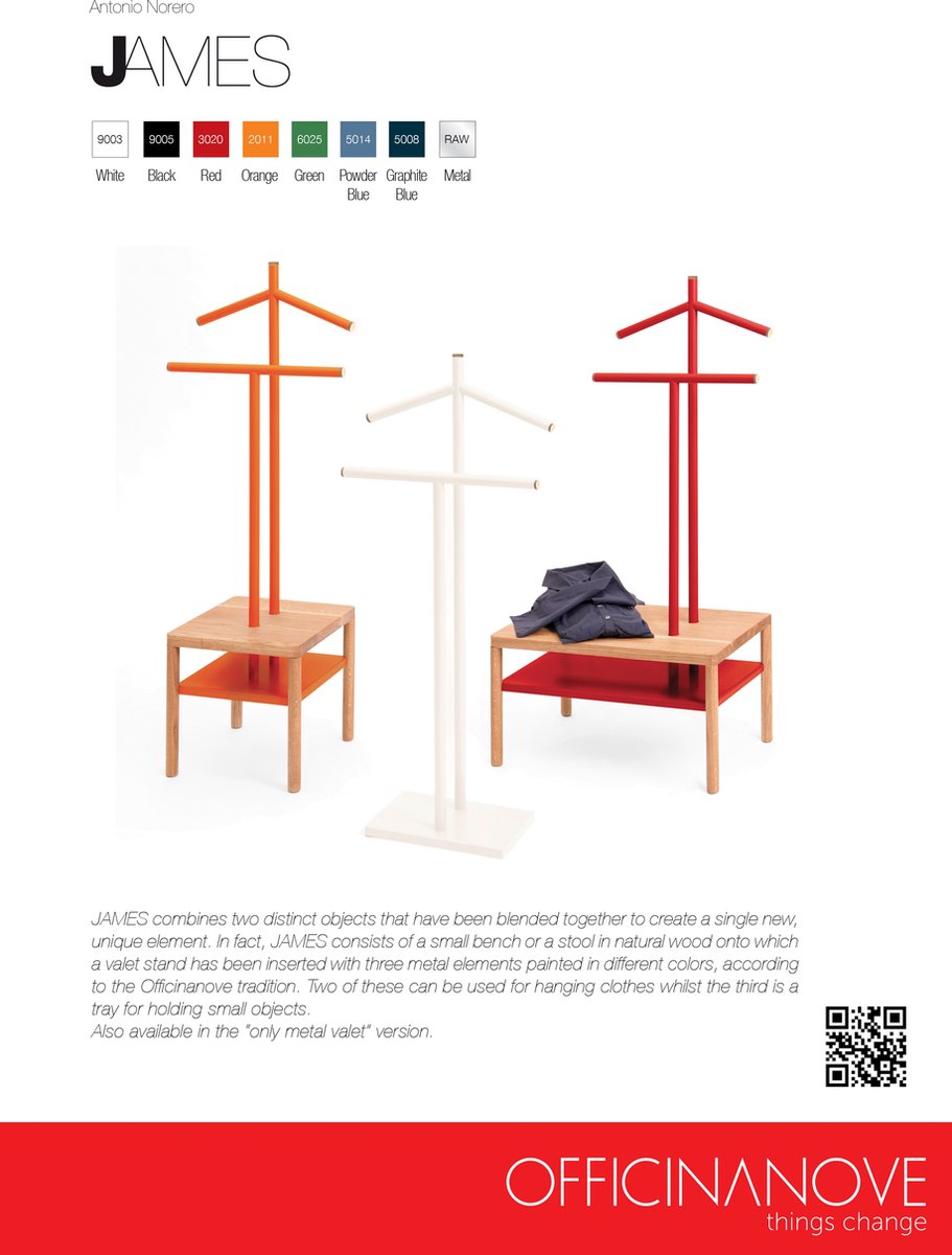 Officinanove - James Clothes Hanger Stand RAL 3000