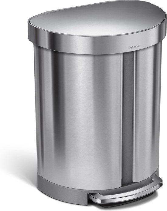 Simplehuman Afvalemmer - Semi Round - GFT - 55 L - RVS