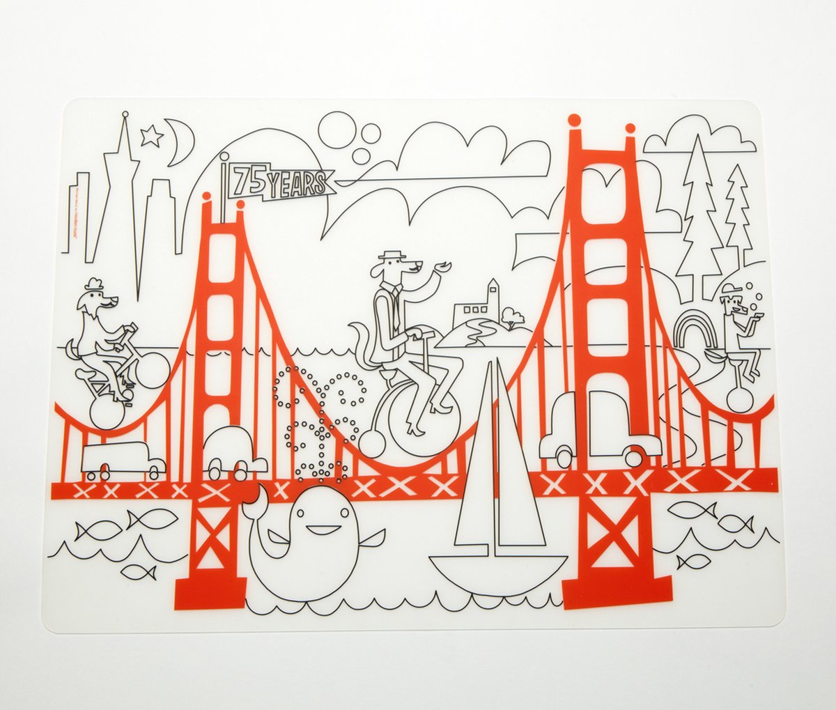 Modern Twist Mark Matz Fun in the Golden State Placemat - 40 x 32 cm - Wit