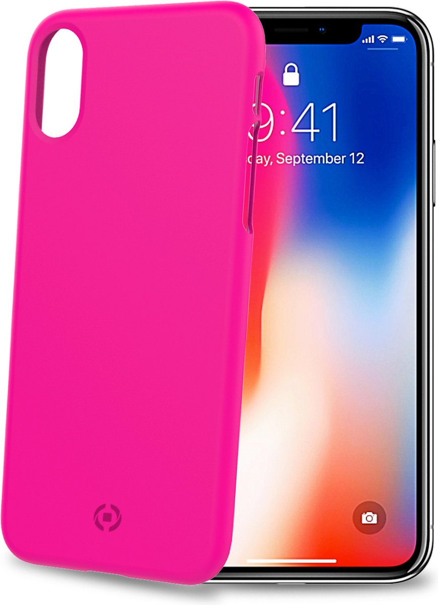 Celly - Shock Back Cover iPhone X/Xs - Kunststof - Roze -
