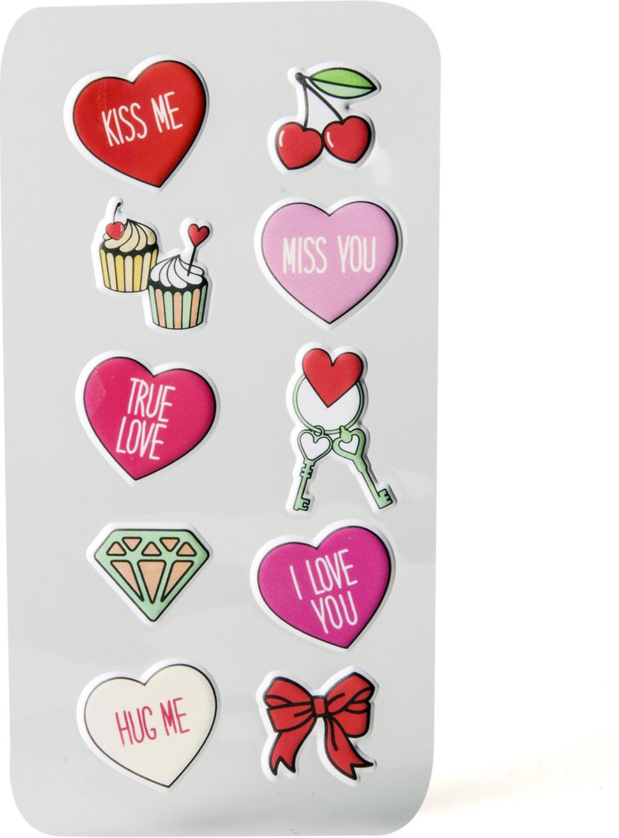 3D Stickers Harten - Set van 10 - Celly