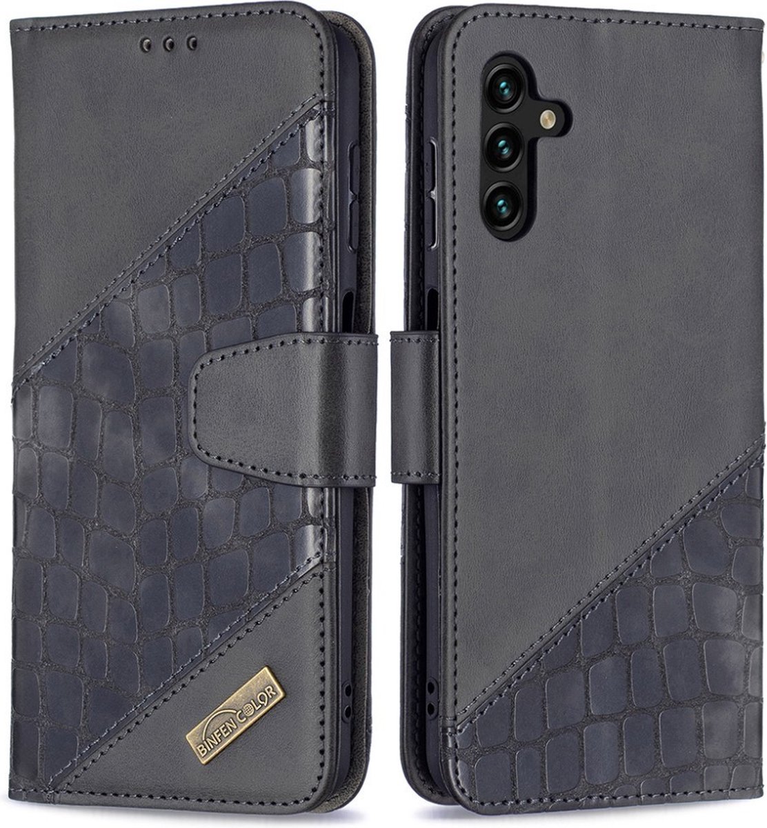 Croc Book Case - Samsung Galaxy A13 5G / A04s Hoesje - Zwart
