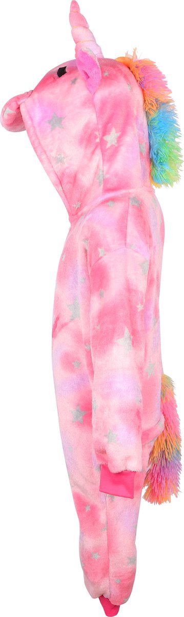 Joya Kids® Eenhoorn Onesie | Unicorn roze huispak | Verkleed kostuum kinderen | verkleedkleding jurk | Maat 104/110 (110) + Haarband | Cadeau meisje — afbeelding 3