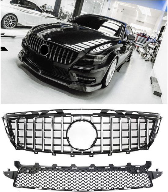 Calandre Avant Chrome/Noir Pour Mercedes CLS X218 W218 2011-2014 (Pack AMG)