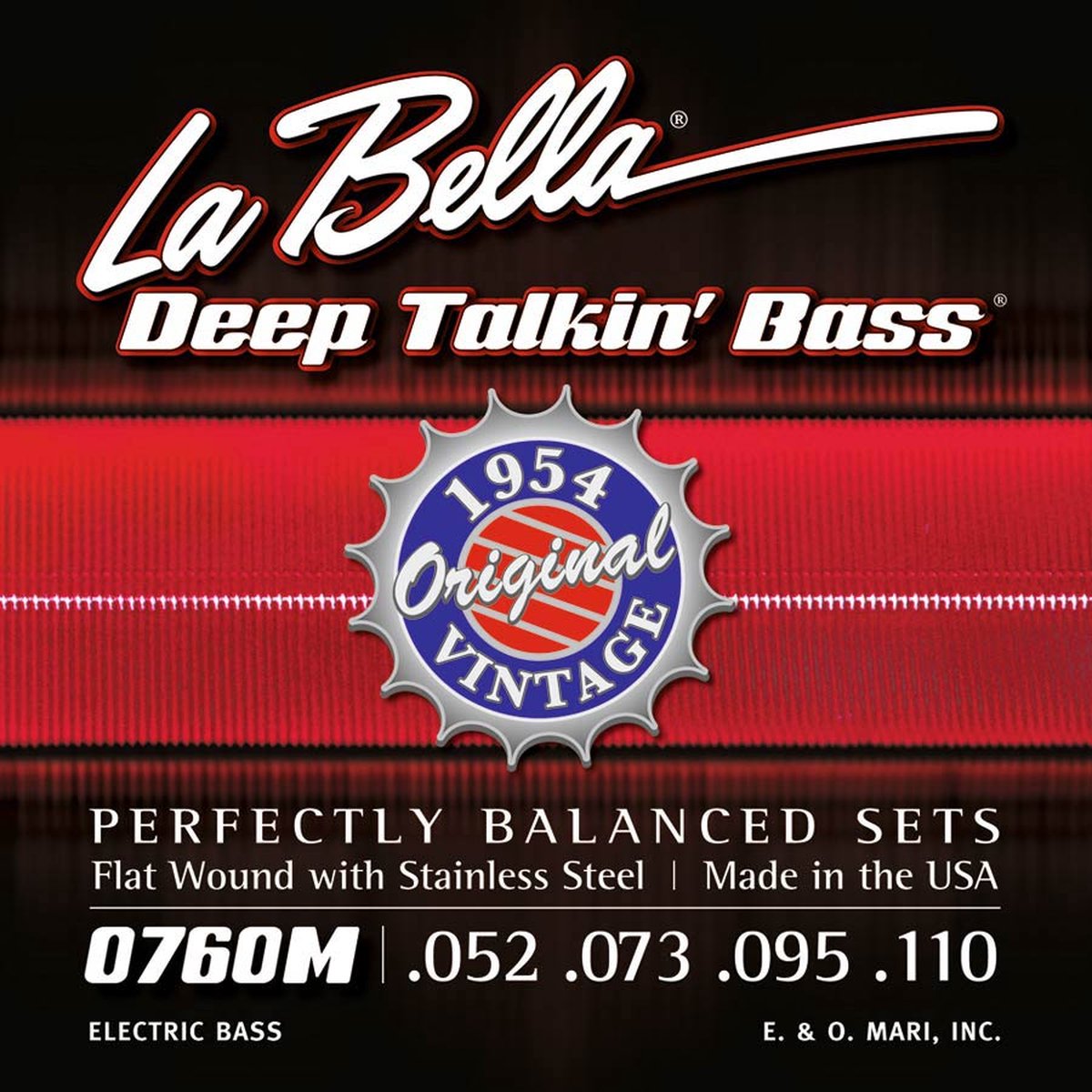 La Bella L-760M Bassnaren Set Stainless Steel Flatwound Medium/Heavy Long Scale (052-110)
