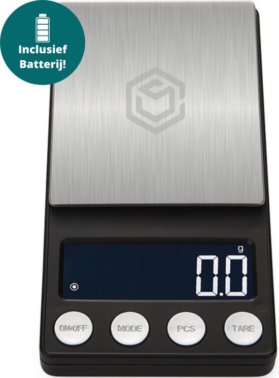 Ease electronicz digitale mini precisie keukenweegschaal - 0,01 tot 200 gram - 14. 2 x 7. 5 cm - pocket scale op batterij - weegschaal keuken