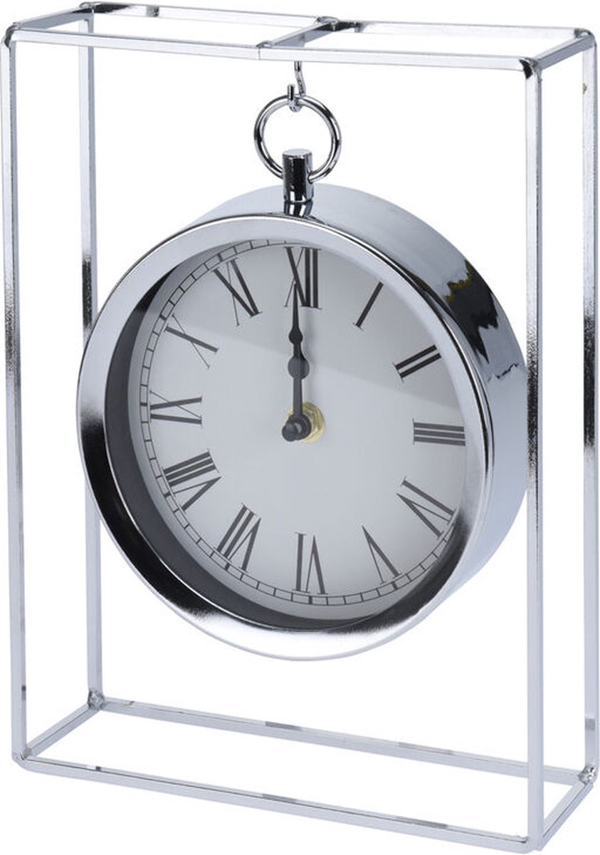 DoaBuy klok hangmodel metaal 18x7 x16 cm zilverkleurig zilver