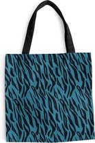 Sac bandoulière - Sac de plage - Shopper Tigre - Blauw - Zwart - Design - Animaux - 45x45 cm - Sac en coton