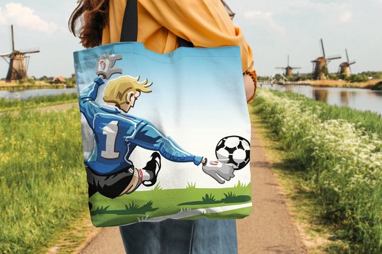 Sac bandoulière - Sac de plage - Shopper Une illustration d'un gardien arrêtant le foot - 40x40 cm - Sac en coton