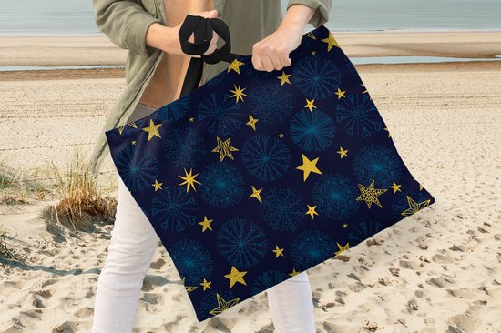 Sac bandoulière - Sac de plage - Shopper Stars - Neige - Motifs - Noël - 50x40 cm - Sac en coton