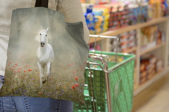 Sac bandoulière - Sac de plage - Shopper Cheval - Tissu - Fleurs - 45x45 cm - Sac coton
