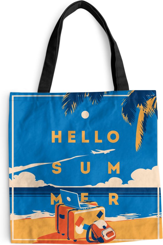 Sac Bandoulière - Sac Plage - Bagage Shopper - 'Hello summer' - Proverbes - Citations - 40x40 cm - Sac Coton