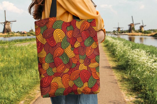 MuchoWow® Sac bandoulière - Sac de plage - Big Shopper - Sac shopping - Abstrait - Boho - Motifs - Automne - 40x50 cm - Sac en coton