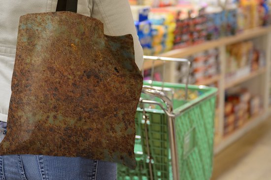 MuchoWow® Schoudertas - Strandtas - Big Shopper - Boodschappentas - Platen - Turquoise - Roest - 40x40 cm - Katoenen tas