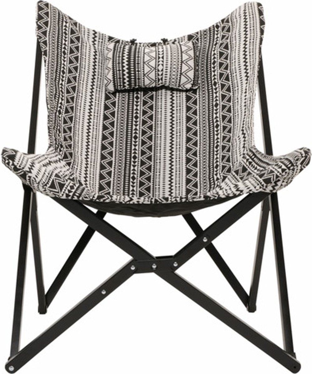 Lesli Living Fauteuil papillon Aztec - 70x81,5x98 cm - Noir et blanc