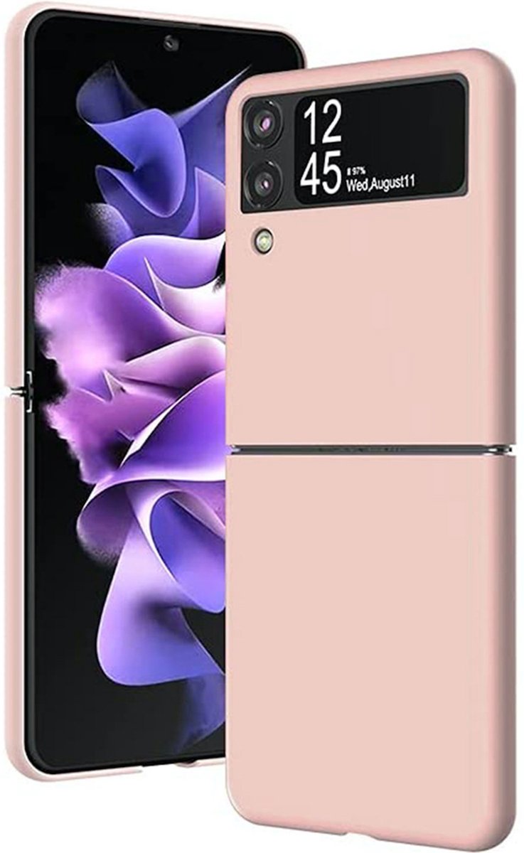 Geschikt voor Samsung Galaxy Z Flip 4 Hoesje - Suède Back Cover Case Rose