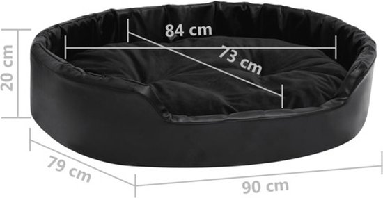VDXL Hondenmand 90x79x20 cm pluche en kunstleer zwart