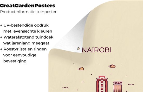 Décoration de jardin Skyline - Nairobi - Kenya - 40x60 cm - Poster jardin - Toile jardin - Poster extérieur