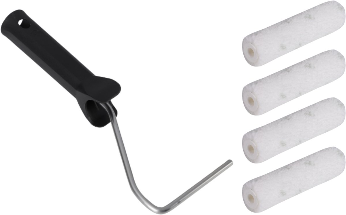 Copenhagen Pro lakrollers - microvezel - 4 stuks - 10 cm - incl beugel - voor gladde ondergronden