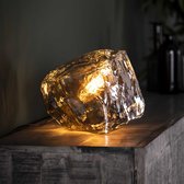 Tafellamp Rock chromed glass | 1 lichts | charcoal / grijs / zwart | glas / metaal | 28 x 28 x 28 cm | hal / bureaulamp | modern / sfeervol design