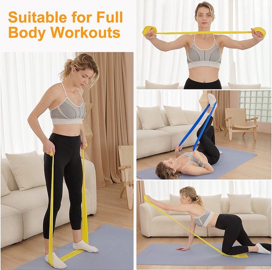 Gritin Resistance Bands, [Set of 3] Skin-Friendly Exercise Bands