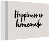 Canvas Schilderij Quotes - Spreuken - Happiness is homemade - Geluk - 90x60 cm - Wanddecoratie
