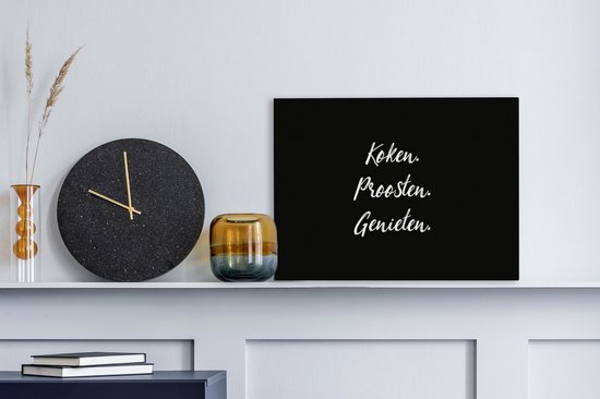 Peinture sur toile avec citations et proverbes : Cuisiner. Apprécier. Savourer. Nourriture – 40 x 30 cm – Décoration murale