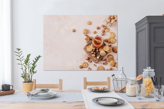 Tableau sur Toile Cookies - Miel - Noix - Cuisine - 120x90 cm - Décoration murale