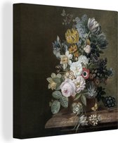 Canvas - Schilderij Stilleven met bloemen - Eelke Jelles Eelkema - Oude meesters - 20x20 cm - Kamer decoratie - Slaapkamer