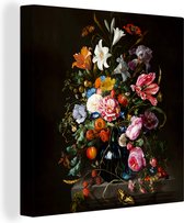 Canvas - Schilderij Oude meesters - Kunst - Vaas met bloemen - Jan Davidsz de Heem - 90x90 cm - Muurdecoratie - Slaapkamer