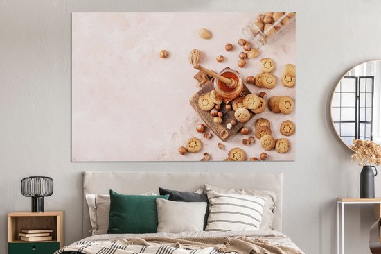 Tableau sur Toile Cookies - Miel - Noix - Cuisine - 150x100 cm - Décoration murale