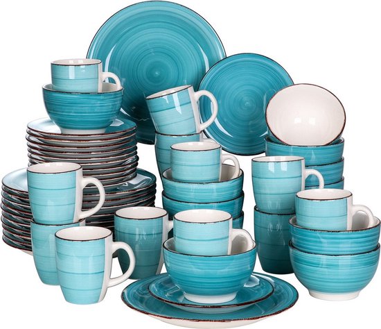 Brigtviee 25 Pièces Service de Table Porcelaine, Service de Vaisselle  Complet pour 4 Personnes, Vaisselle et Arts de la Table, Assiettes Plates,  Assiettes à Dessert, Bol à Soupe et Cuillère : 