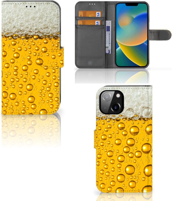 Portefeuille Apple iPhone 14 Housse avec Fermeture magnétique Bière